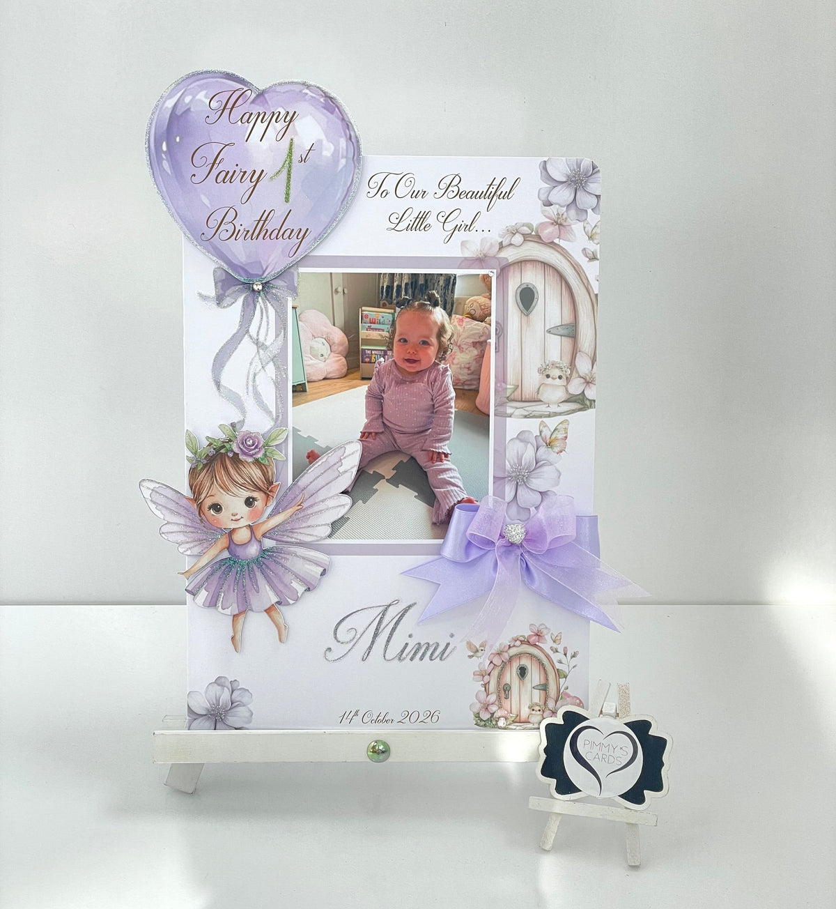 Fairy First Birthday Lilac Theme Photo 3D Pop Out Card