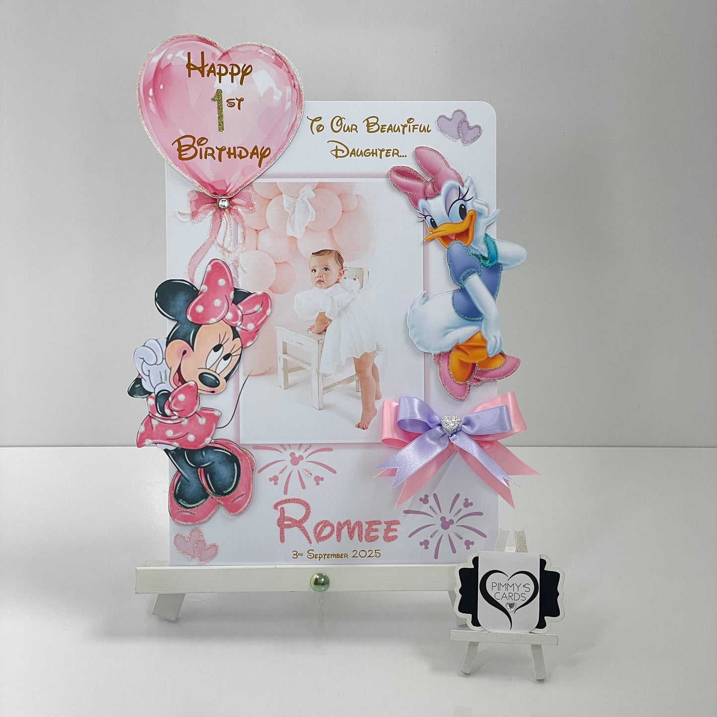Minnie Mouse & Daisy Duck Pink & Lilac Theme Photo 3D Pop Out Card