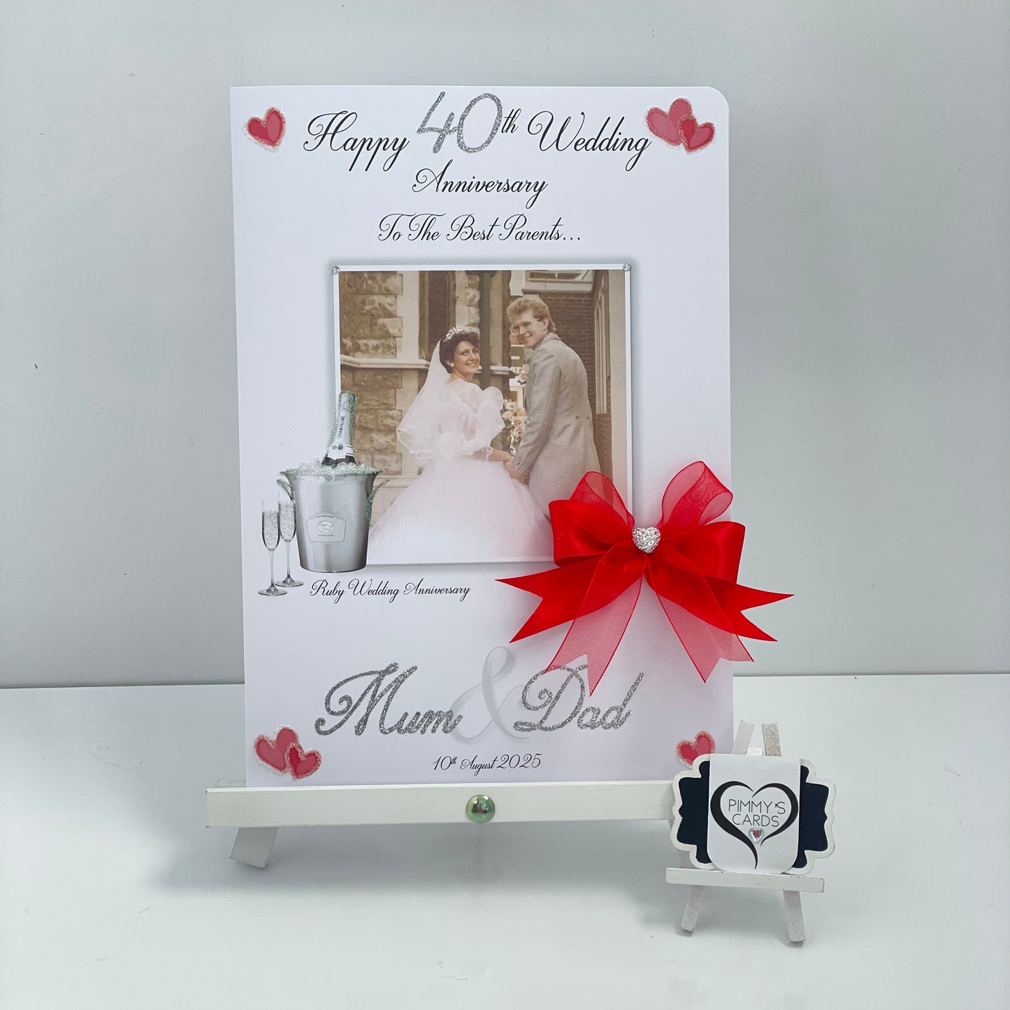 Ruby Wedding Anniversary Champagne Bucket Photo Card