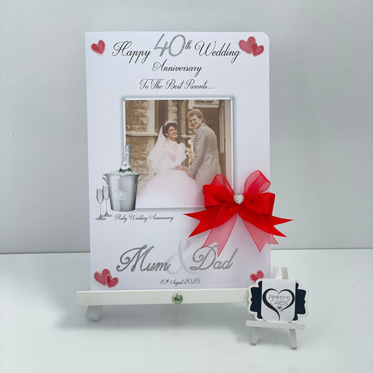 Ruby Wedding Anniversary Champagne Bucket Photo Card