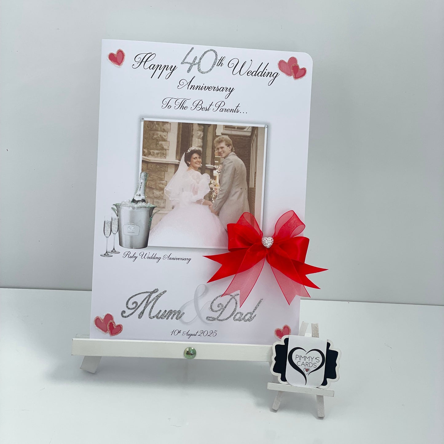 Ruby Wedding Anniversary Champagne Bucket Photo Card