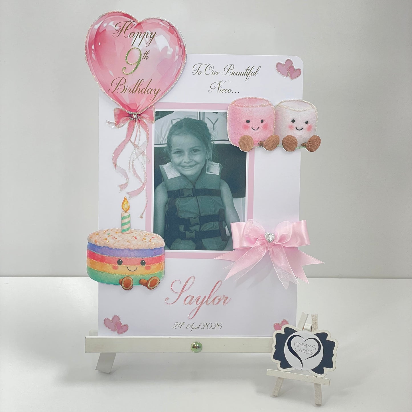 Rainbow Cake & Marshmallows Jellycat Theme Photo 3D Pop Out Card