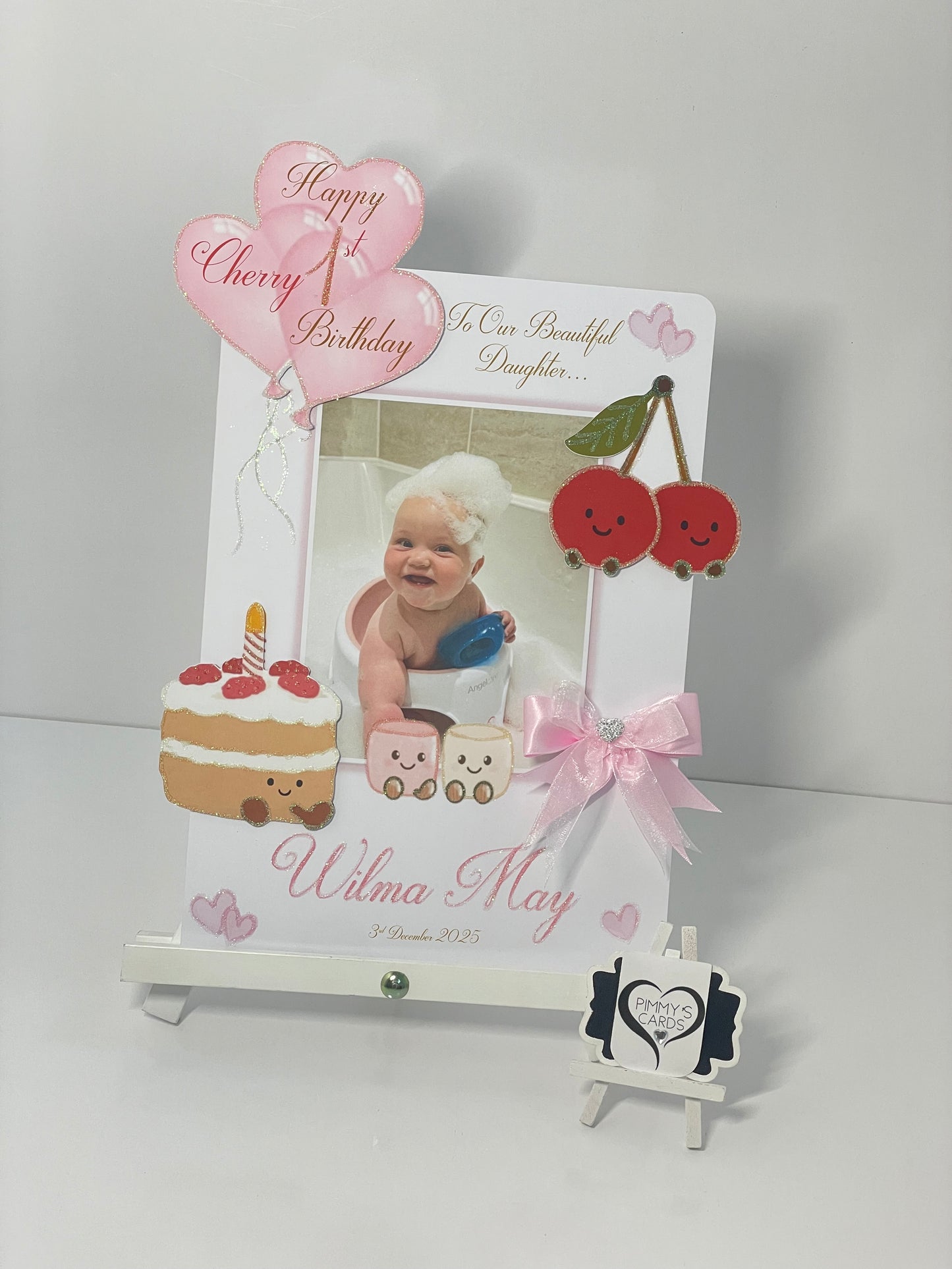 Jellycat Cherry First Birthday Theme Photo 3D Pop Out Card