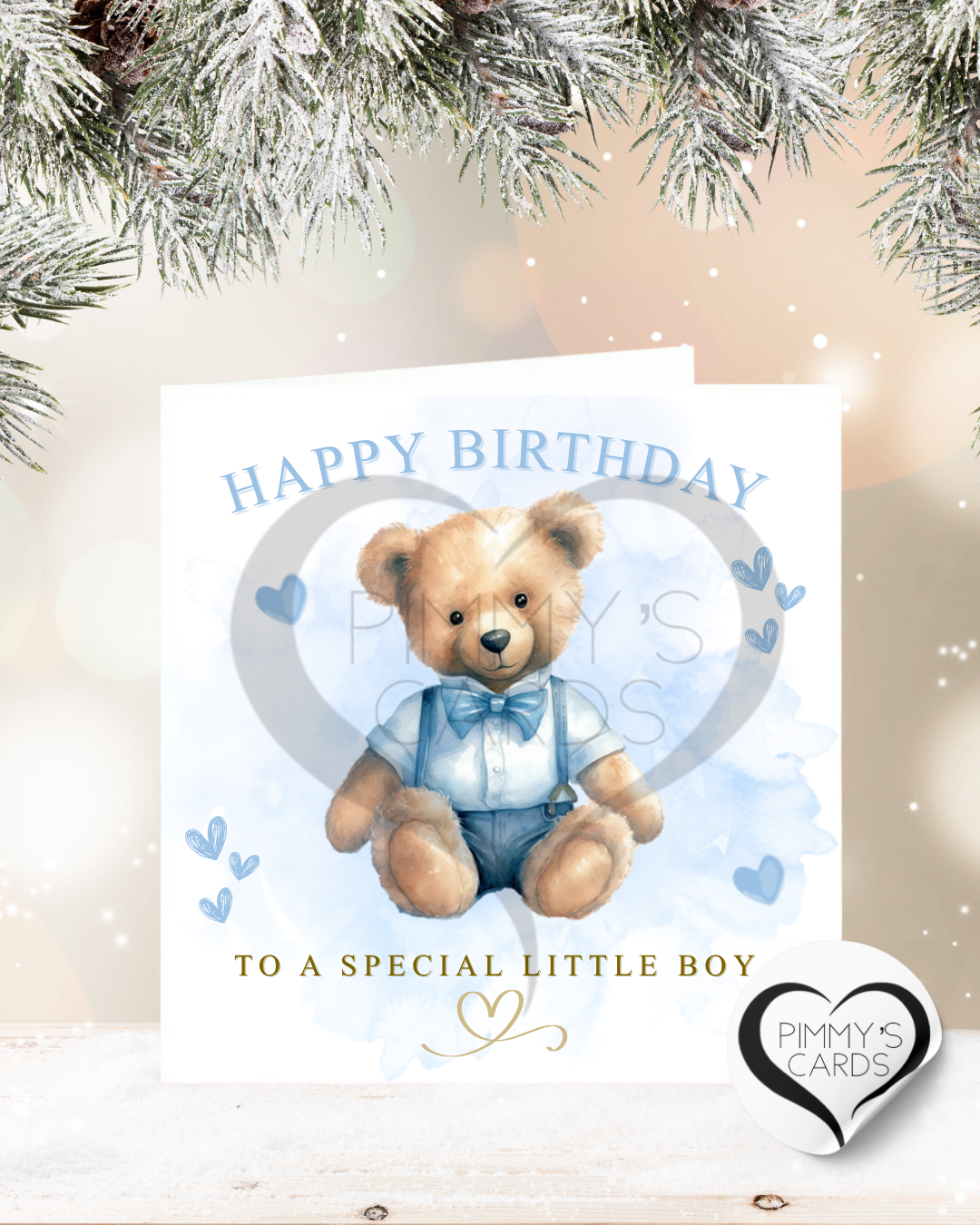 Teddy Bear With Bow Tie Blue Theme