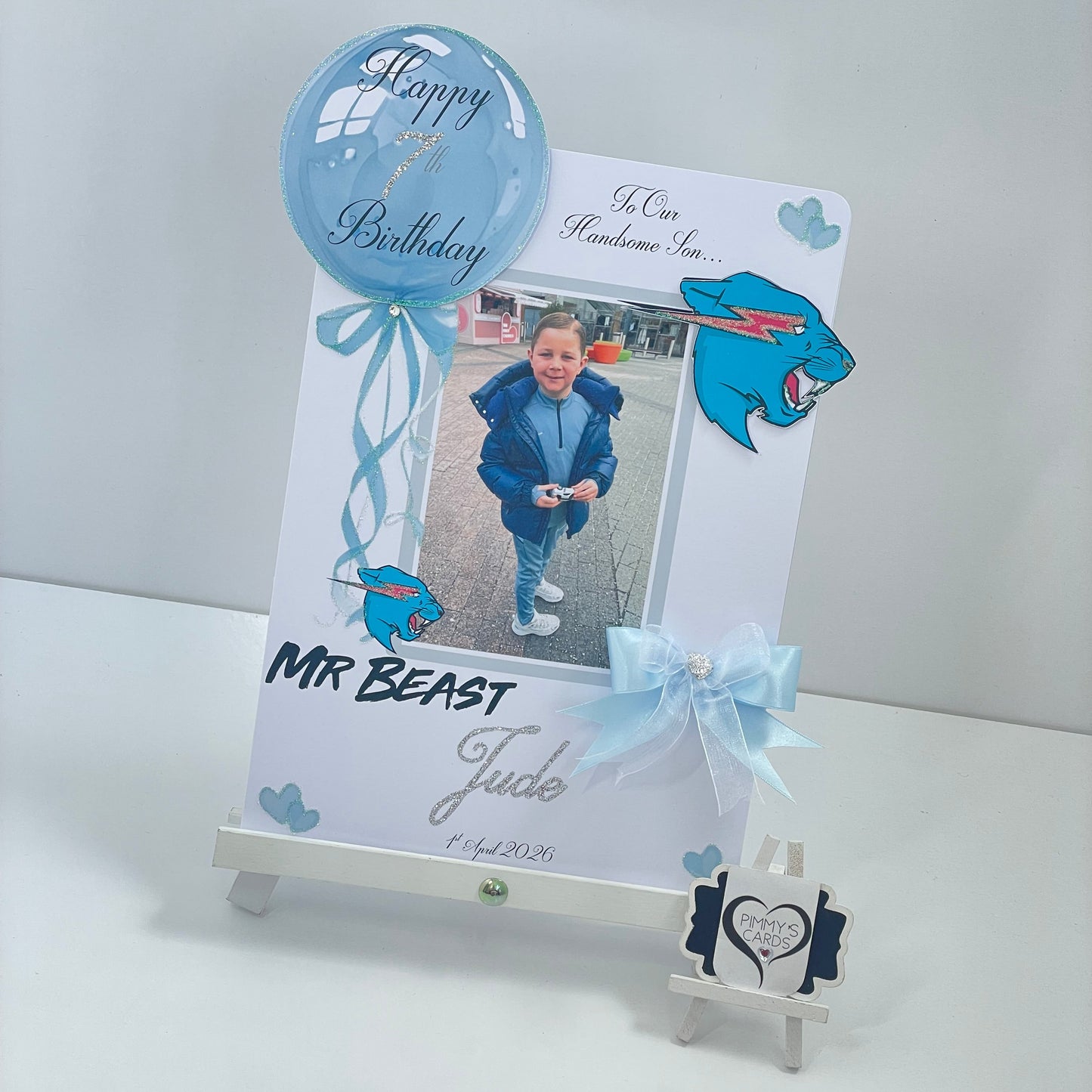 Mr Beast Blue Theme Photo 3D Pop Out Card