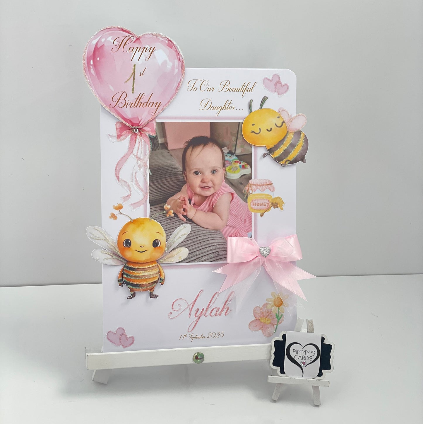 Cute Bumble Bee Theme Photo 3D Pop Out Card