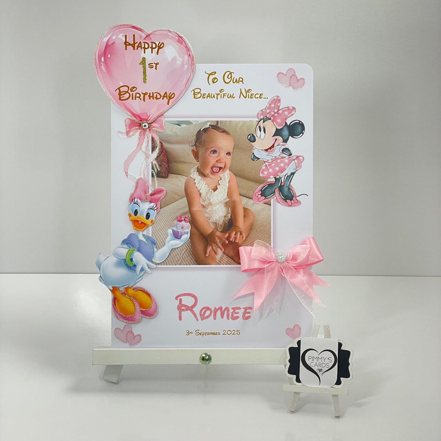 Daisy Duck & Minnie Mouse Pink Theme Photo 3D Pop Out Card