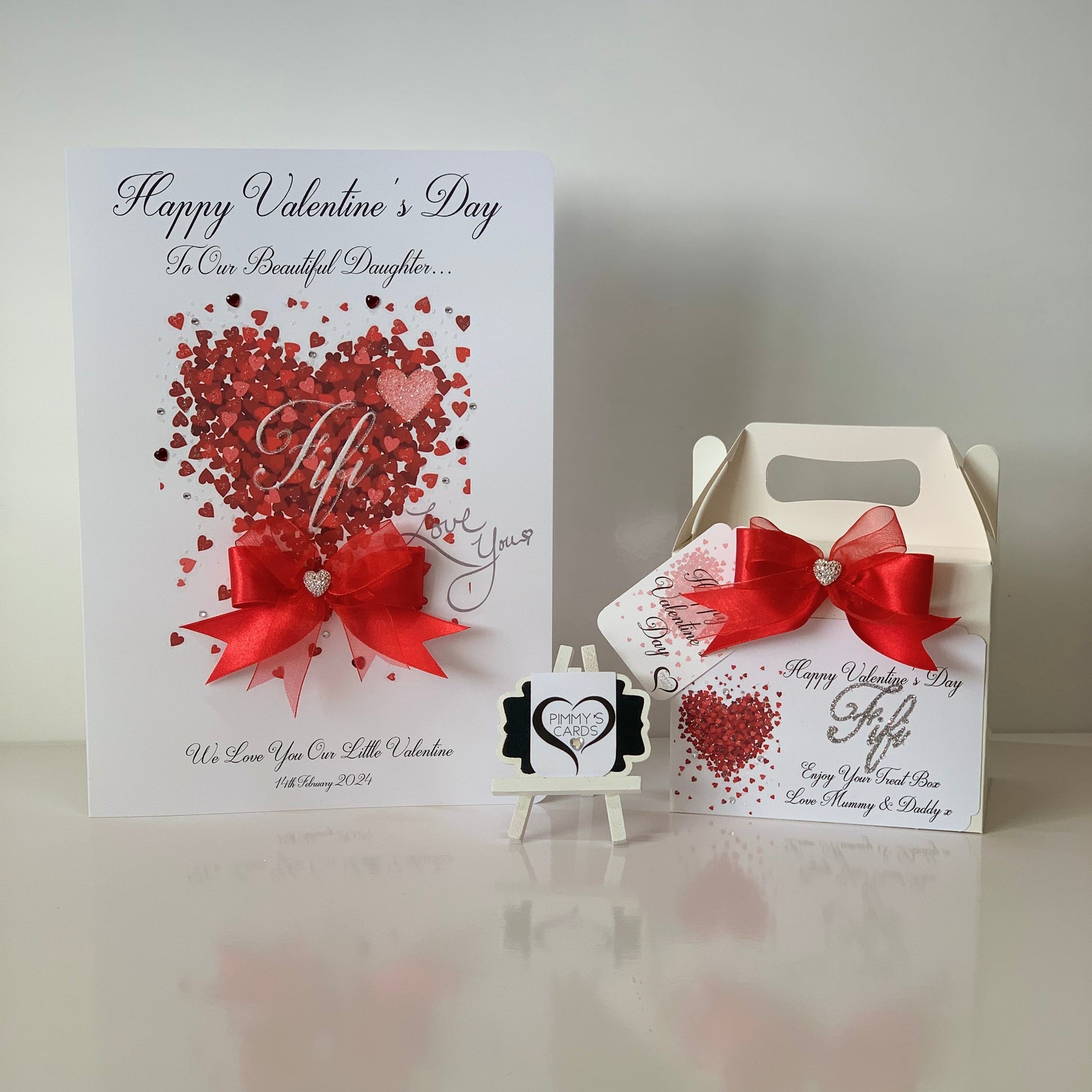 Personalised Valentine's Day Cards with matching Treat Box