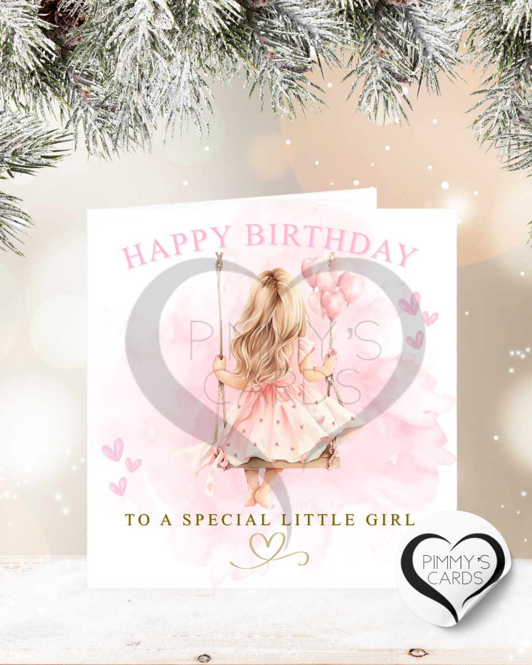 Little Girl On Swing Holding Balloons