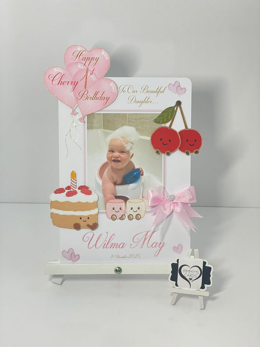 Jellycat Cherry First Birthday Theme Photo 3D Pop Out Card