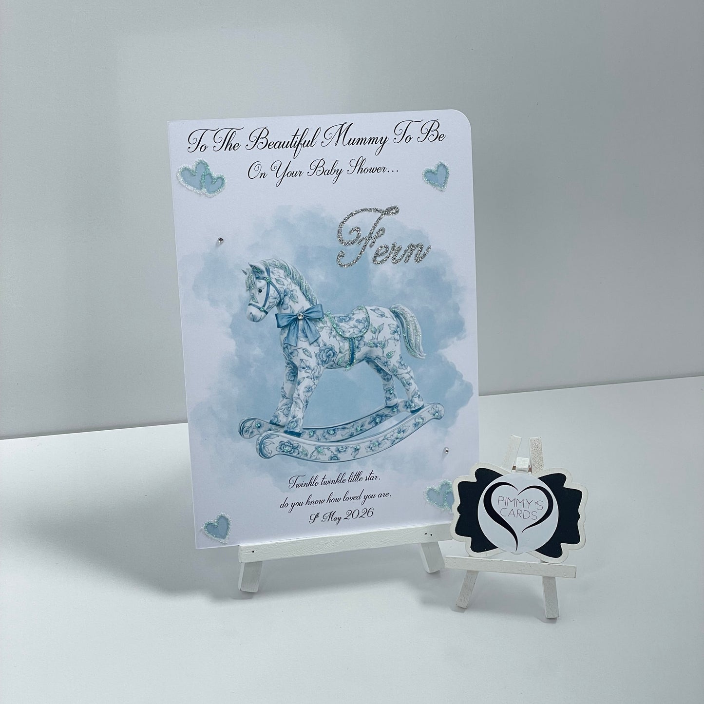 Blue Toile Rocking Horse Theme