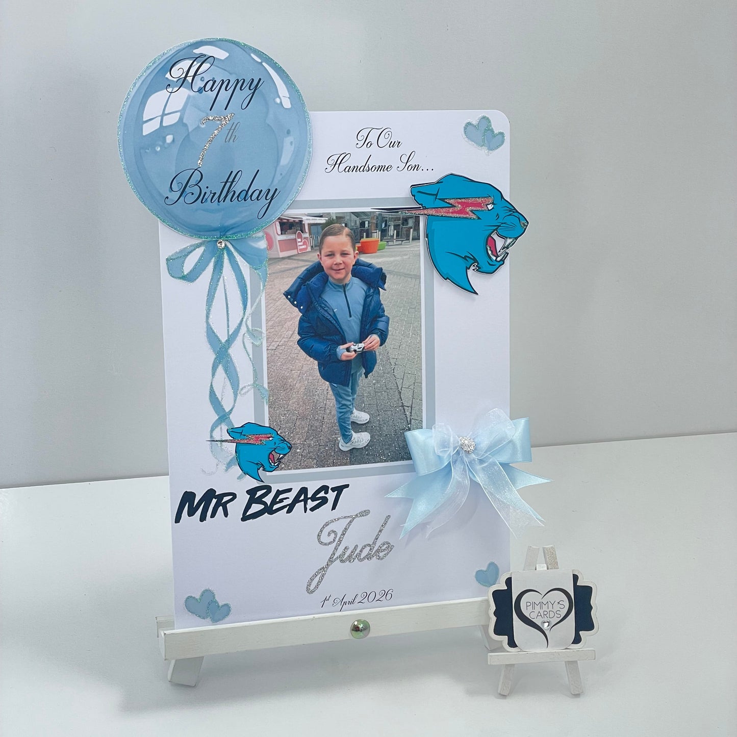 Mr Beast Blue Theme Photo 3D Pop Out Card
