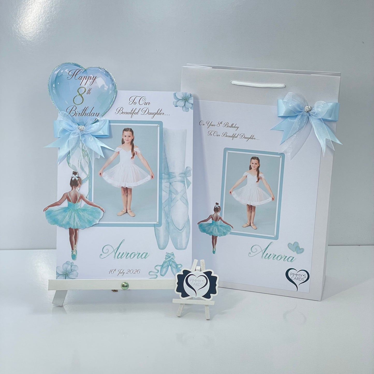 Ballerina Ballet Blue Theme Photo 3D Pop Out Card