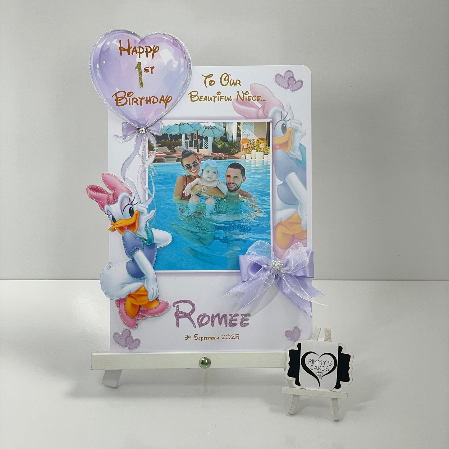 Daisy Duck Lilac Theme Photo 3D Pop Out Card