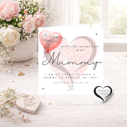 Happy First Mother's Day As My Mummy Red Balloon-Mother's Day Classic Card