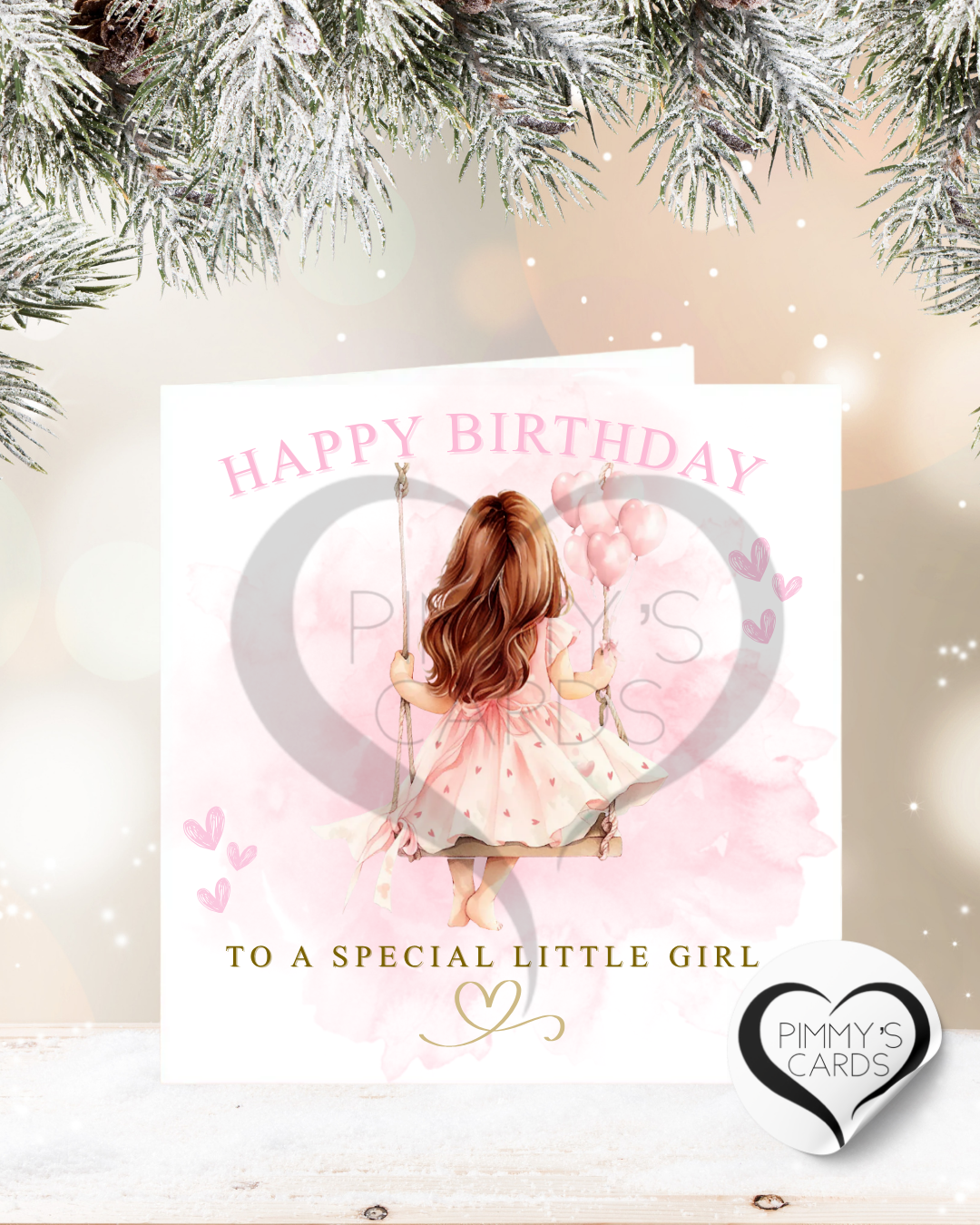 Little Girl On Swing Holding Balloons