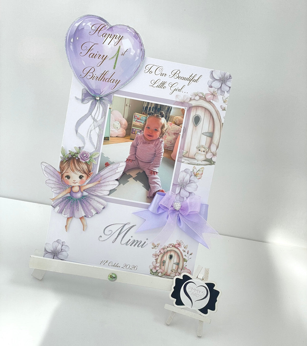 Fairy First Birthday Lilac Theme Photo 3D Pop Out Card