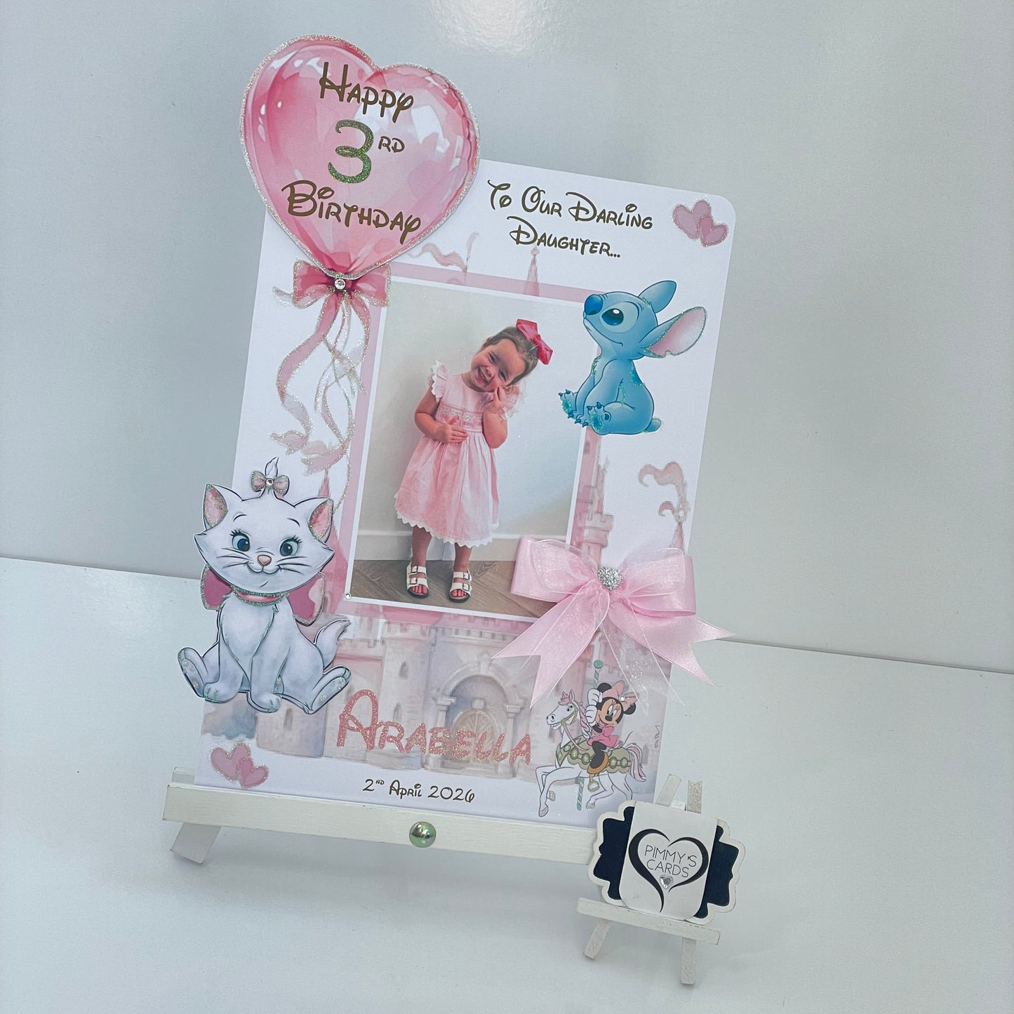 Disney Aristocats Marie, Stitch and Minnie Mouse Theme Photo 3D Pop Out Card