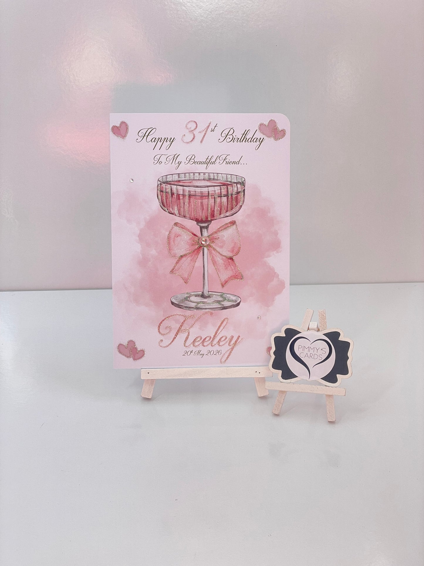 Classy Drink Glass With Bow - Pink Theme