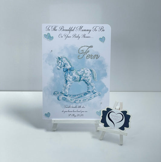 Blue Toile Rocking Horse Theme