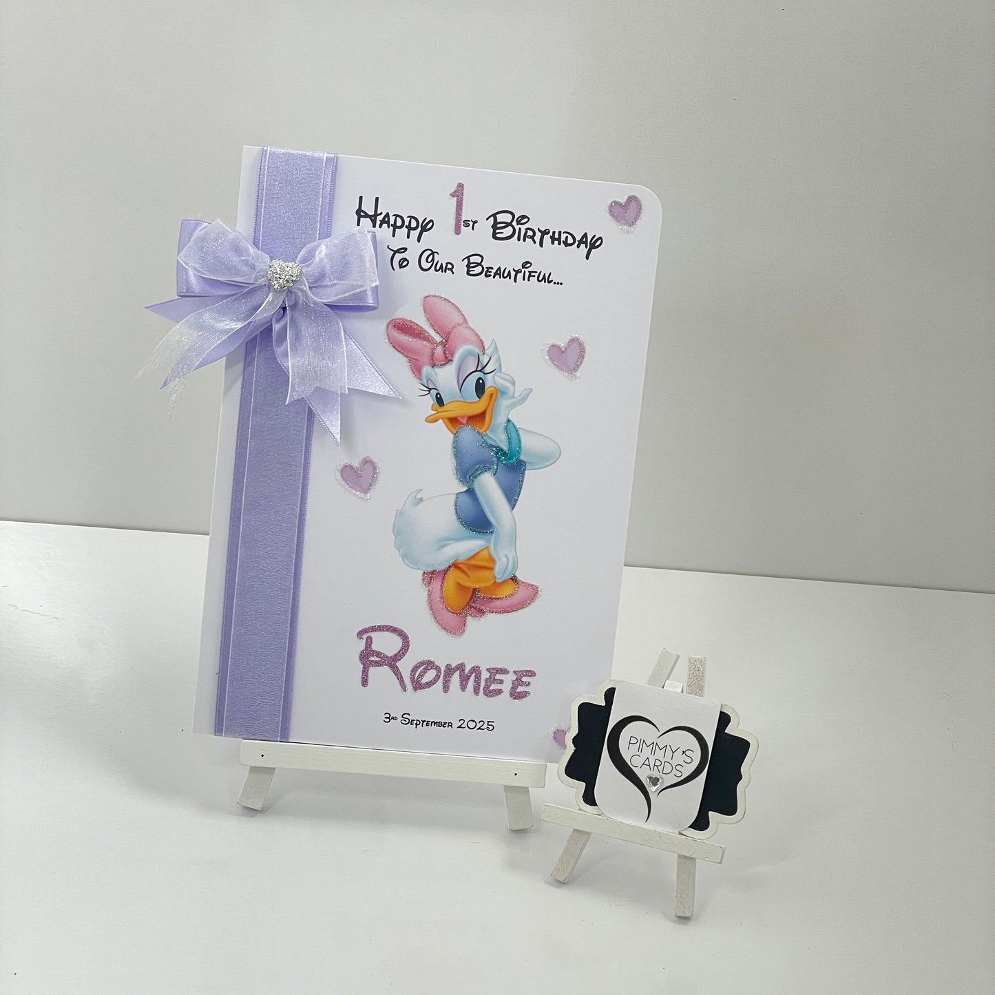 Daisy Duck Lilac Theme Card Side Ribbon Bow