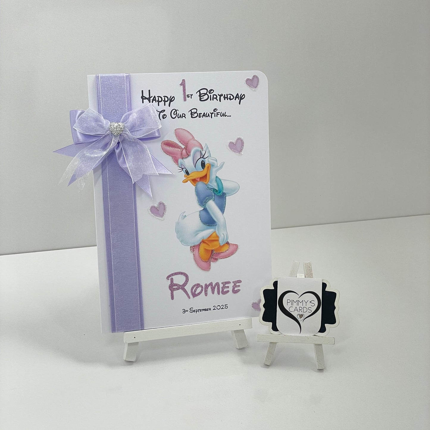 Daisy Duck Lilac Theme Card Side Ribbon Bow