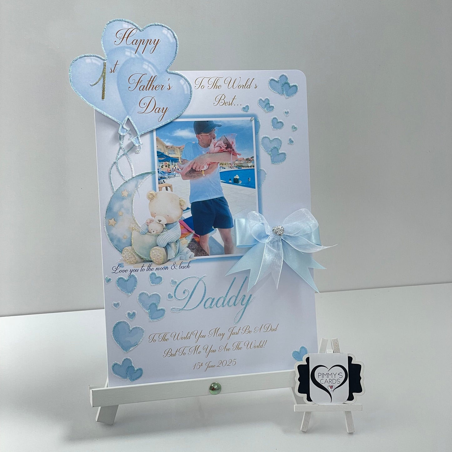 Love You To The Moon & Back Teddy Bears On The Moon Theme Photo 3D Pop Out Card- Father’s Day
