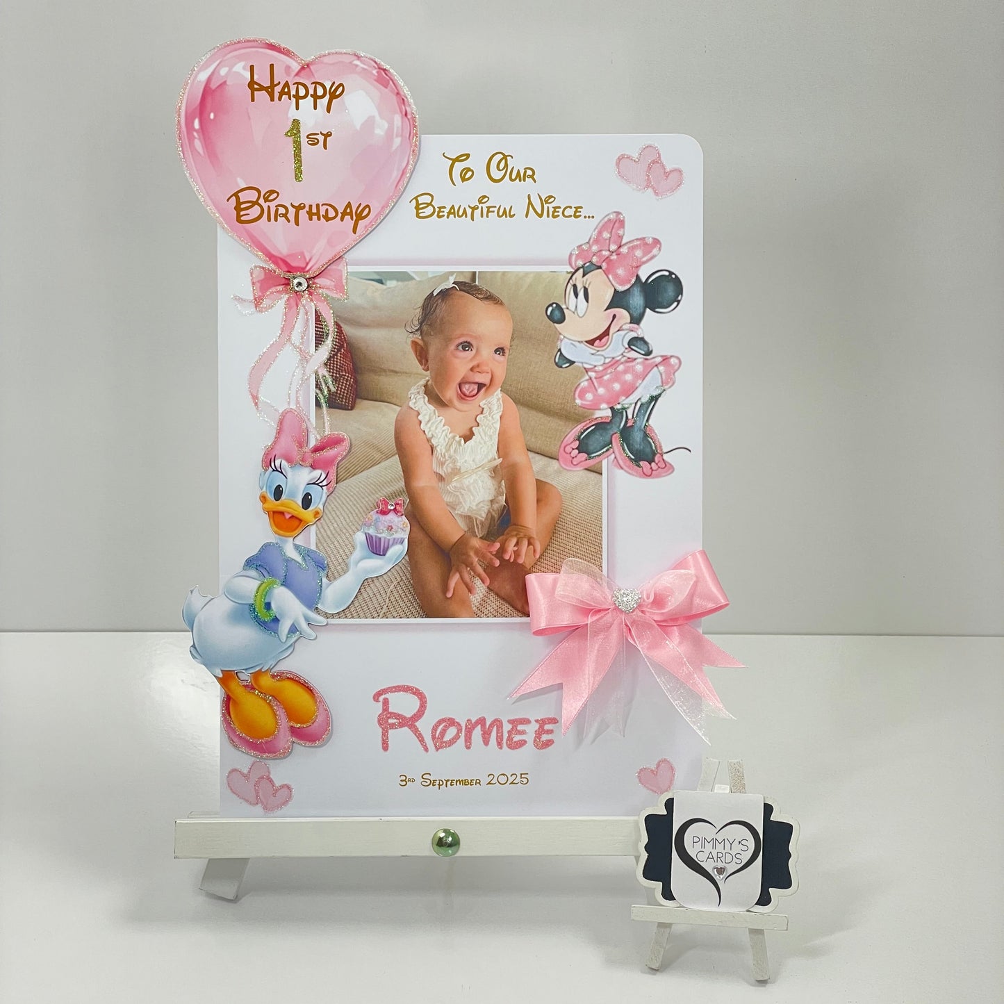 Daisy Duck & Minnie Mouse Pink Theme Photo 3D Pop Out Card