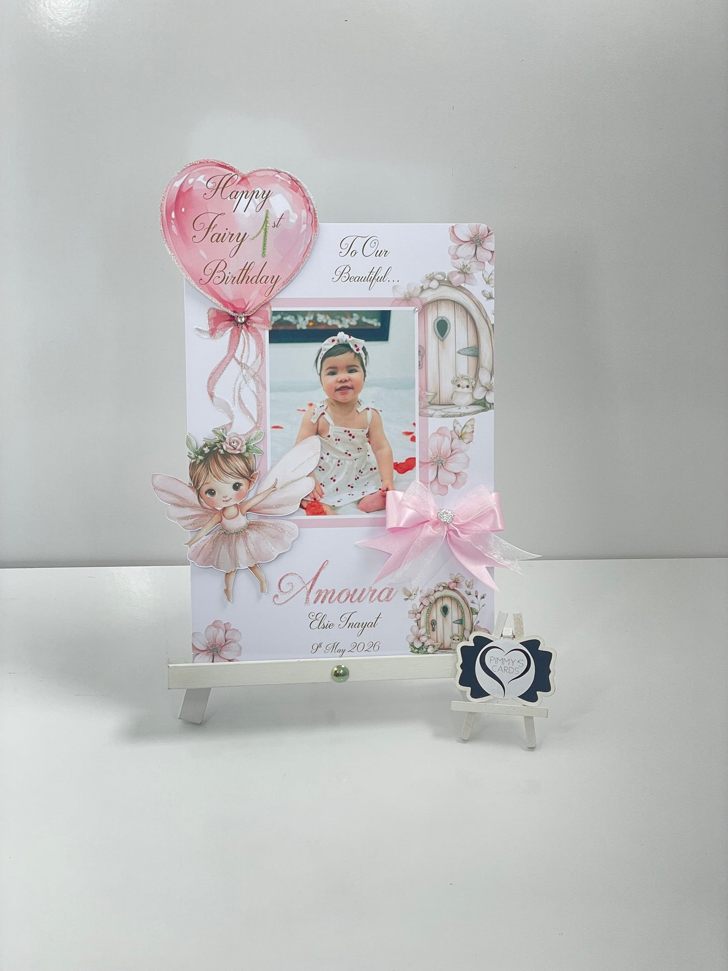Fairy First Birthday Theme Photo 3D Pop Out Card