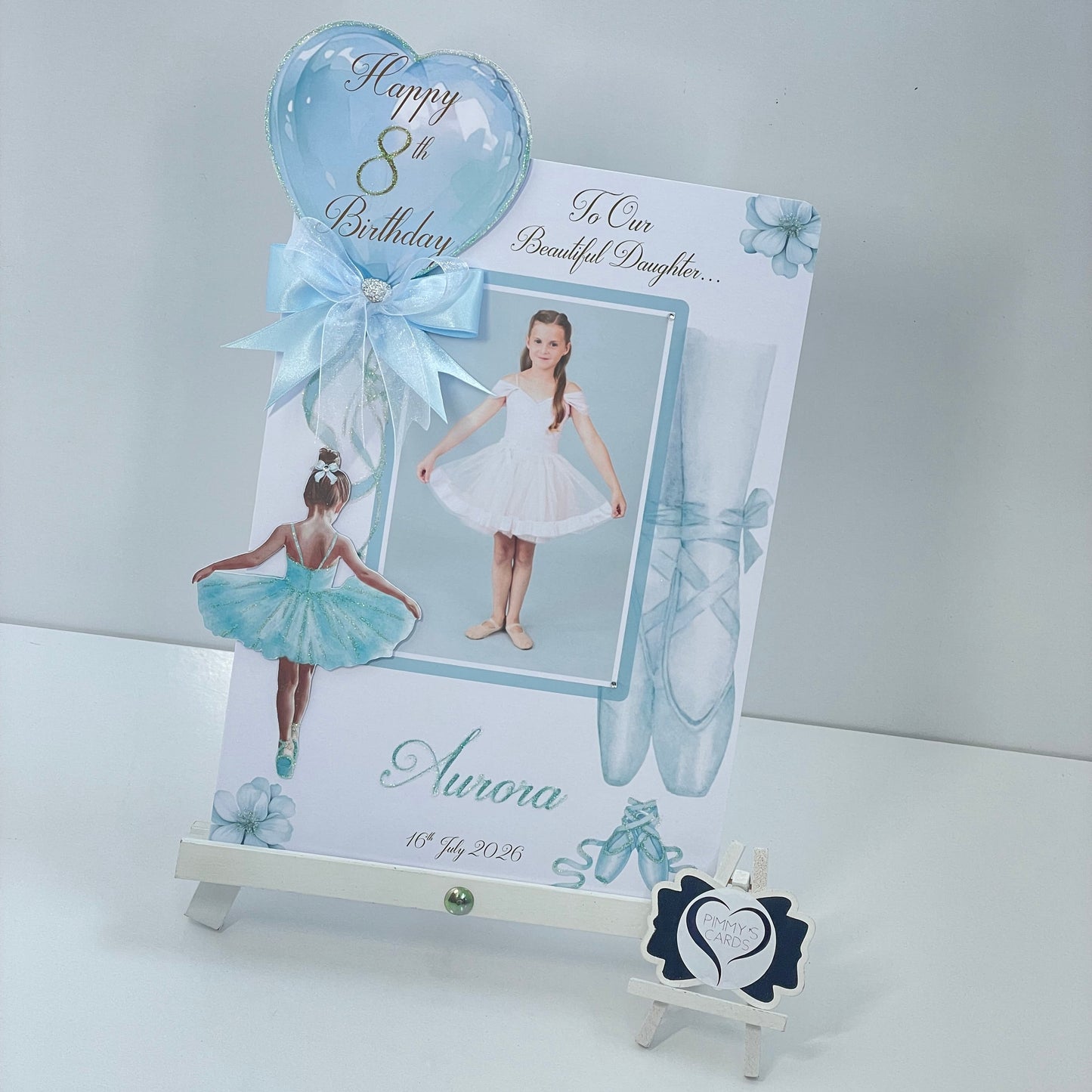Ballerina Ballet Blue Theme Photo 3D Pop Out Card