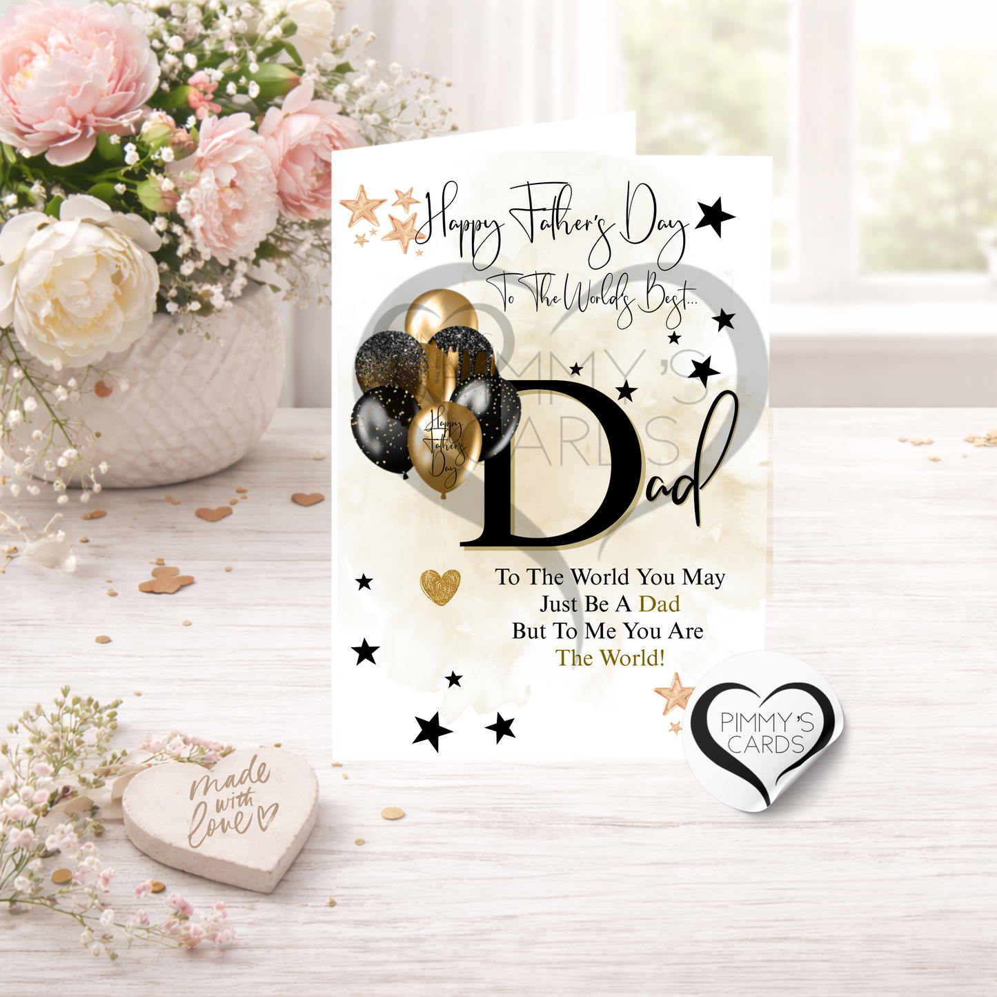 Black & Gold Balloons - Classic Father's Day Card