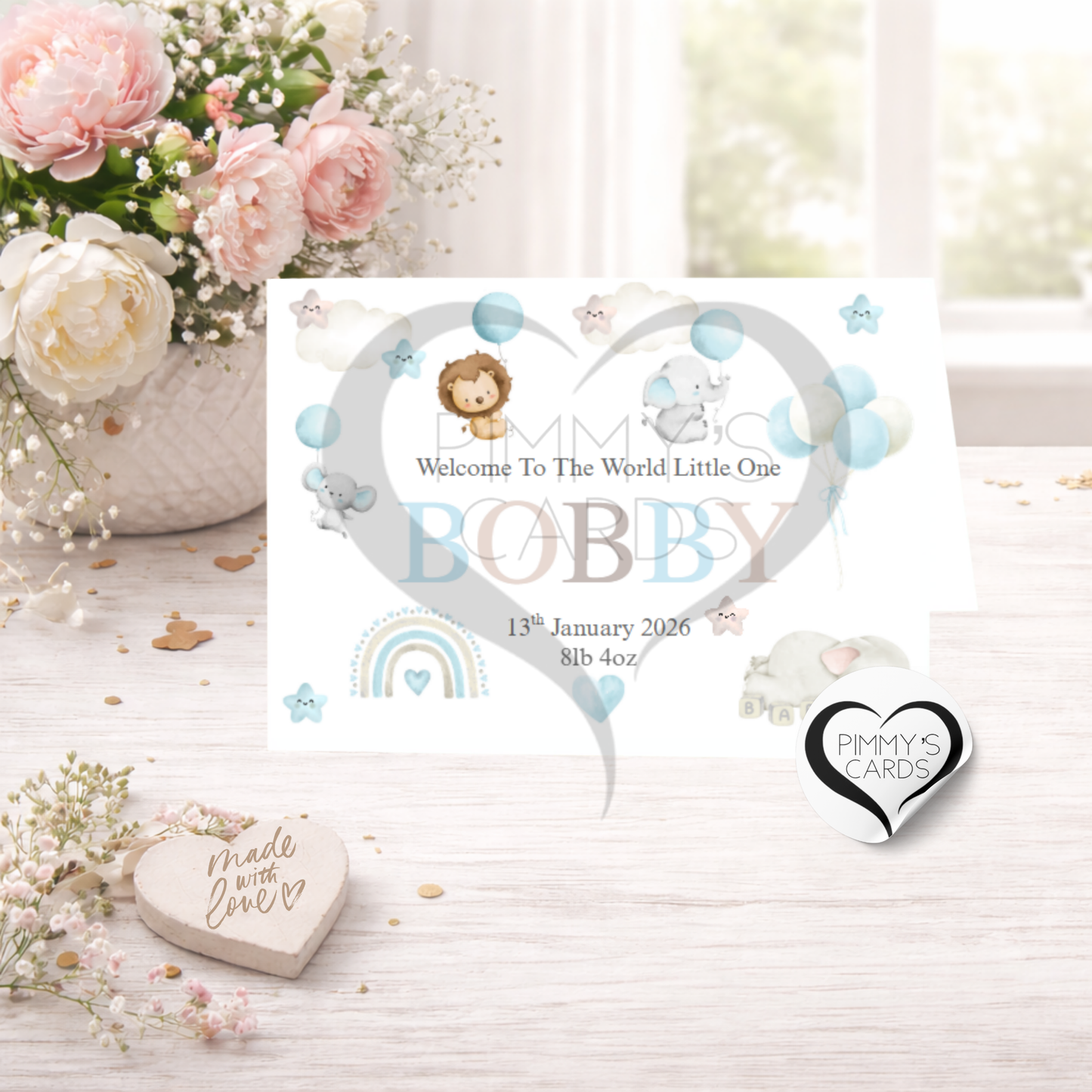 Name New Born Baby Boy-Animal Blue Theme