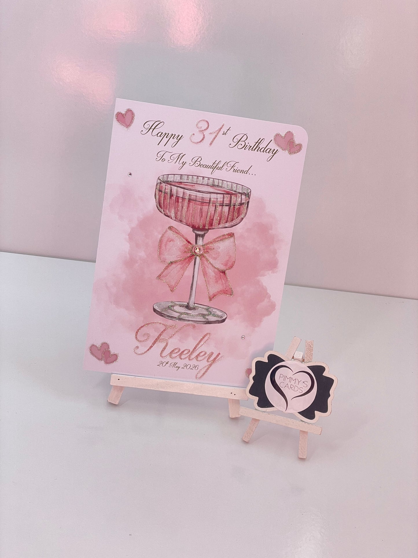 Classy Drink Glass With Bow - Pink Theme