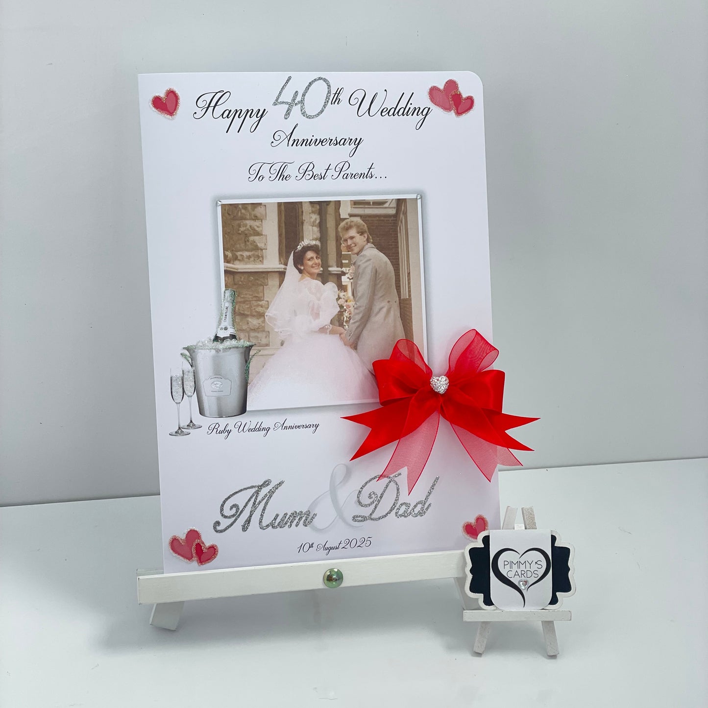 Ruby Wedding Anniversary Champagne Bucket Photo Card