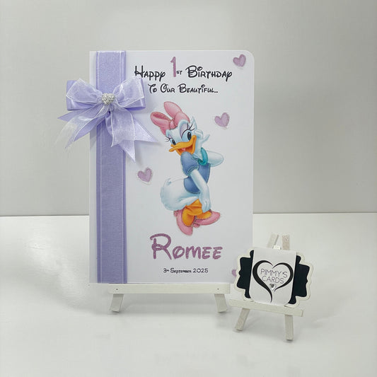 Daisy Duck Lilac Theme Card Side Ribbon Bow