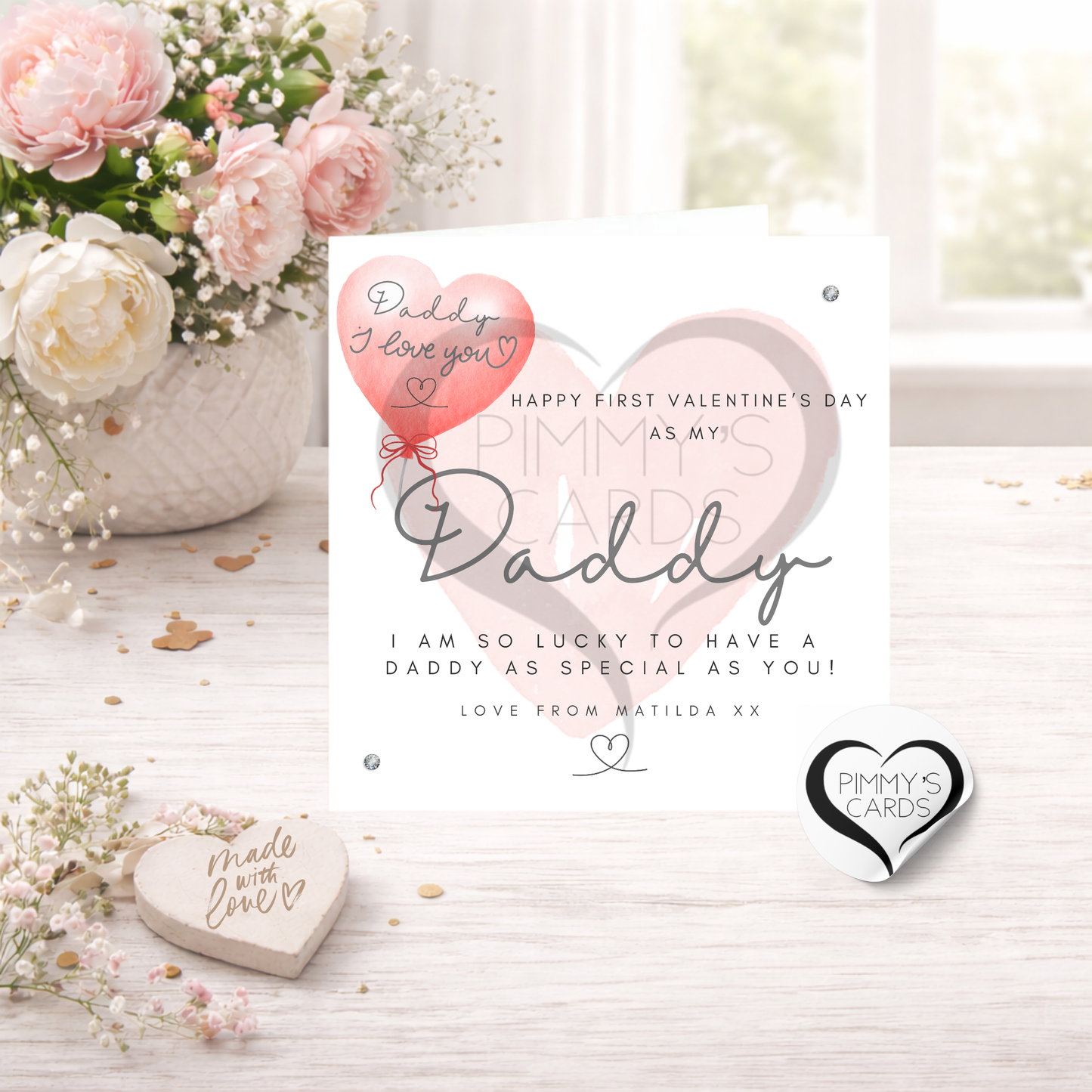 First Valentine's As My Daddy Red Heart Balloon-Valentine's Classic Card