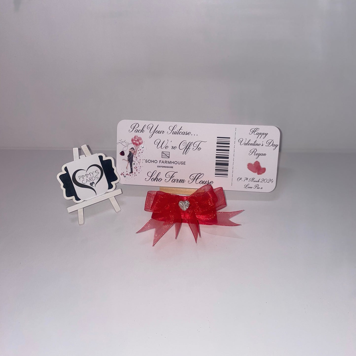 Personalised Valentine's Day cards. Personalised reveal ticket boarding pass