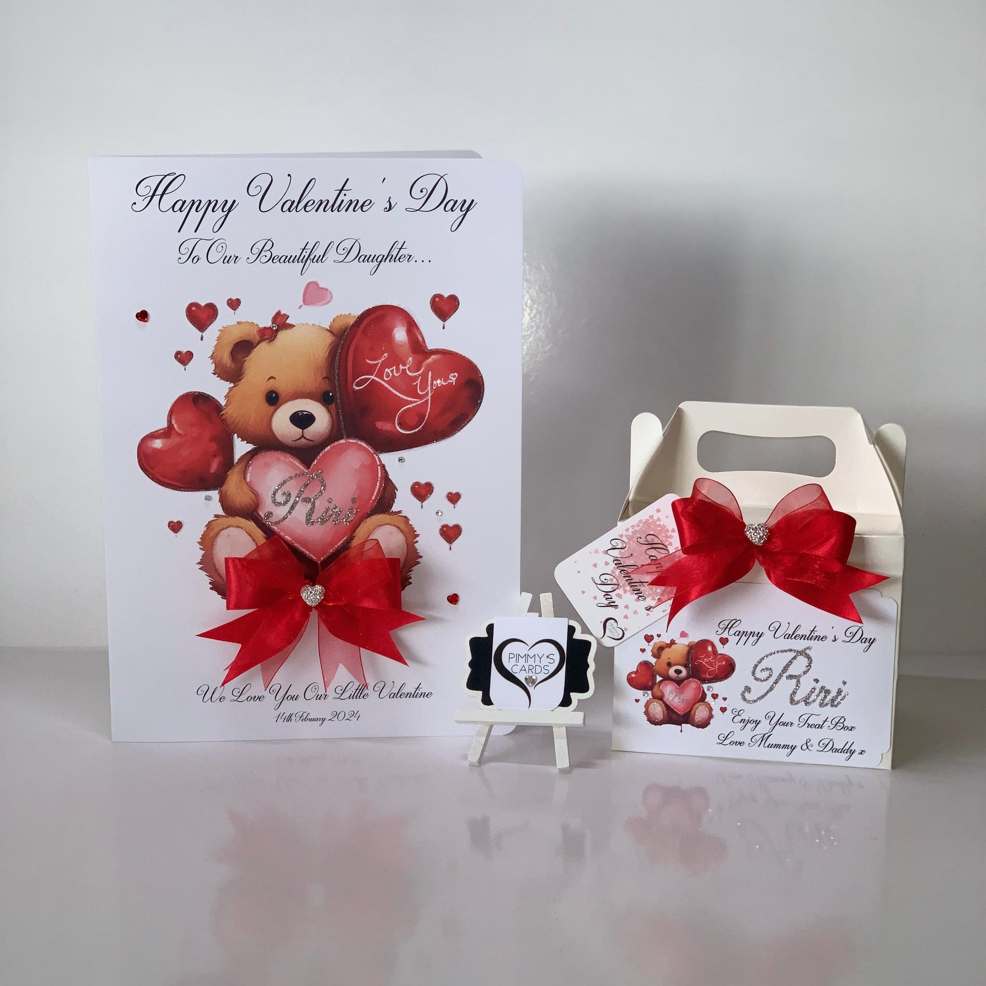 Personalised Valentine's Day Cards. Handmade valentine's day cards. Valentines day teddy bear