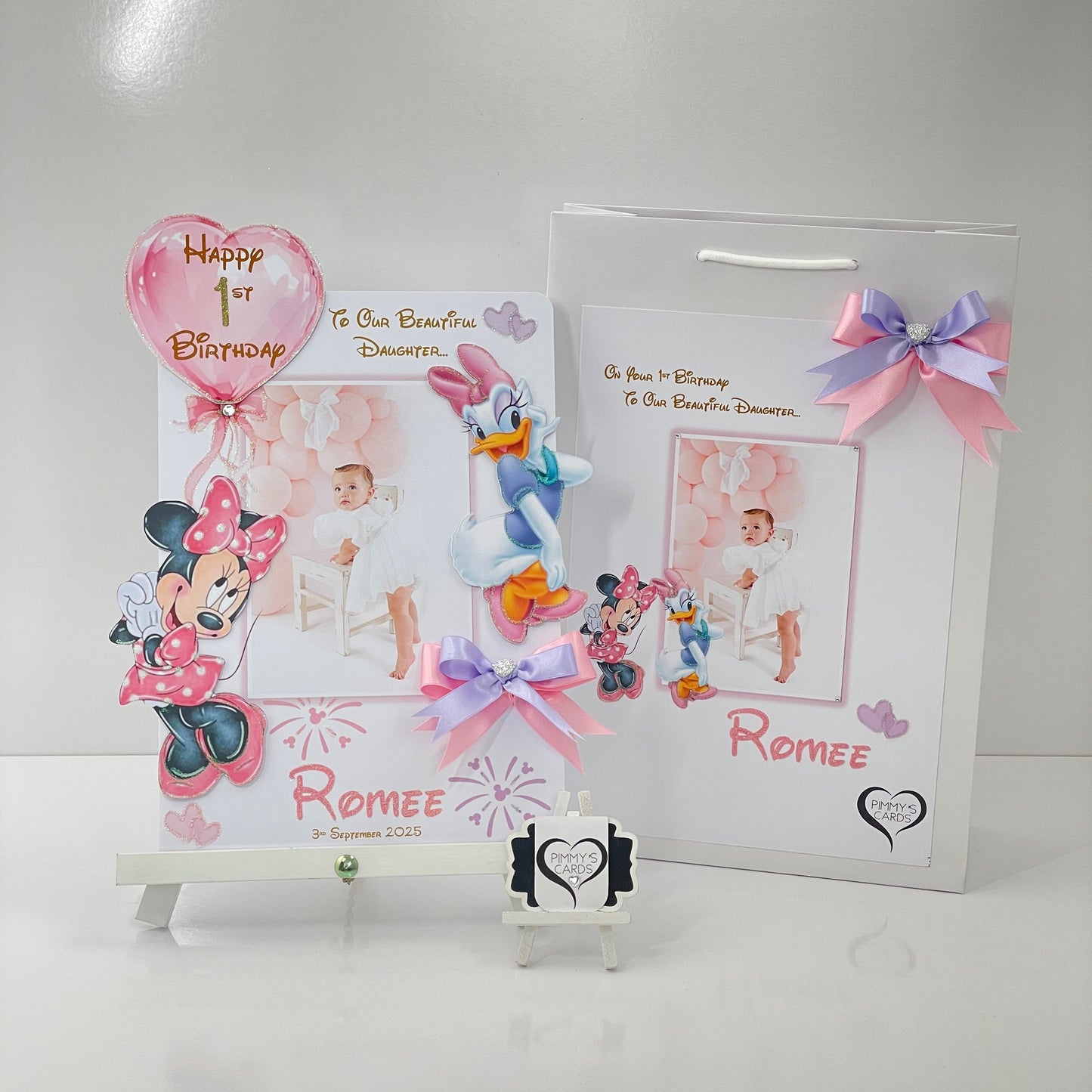 Minnie Mouse & Daisy Duck Pink & Lilac Theme Photo 3D Pop Out Card