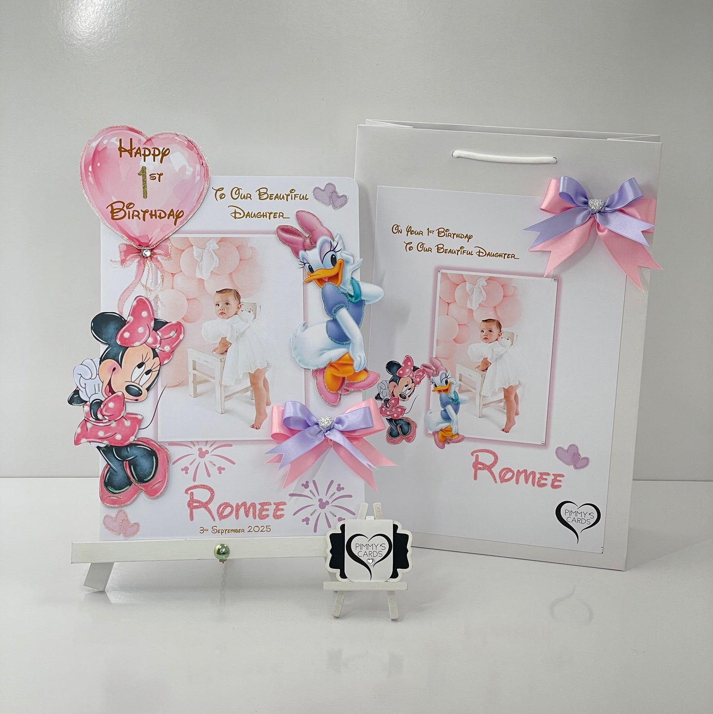 Minnie Mouse & Daisy Duck Pink & Lilac Theme Photo 3D Pop Out Card