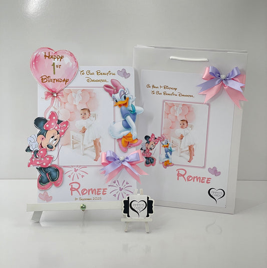 Minnie Mouse & Daisy Duck Pink & Lilac Theme Photo 3D Pop Out Card