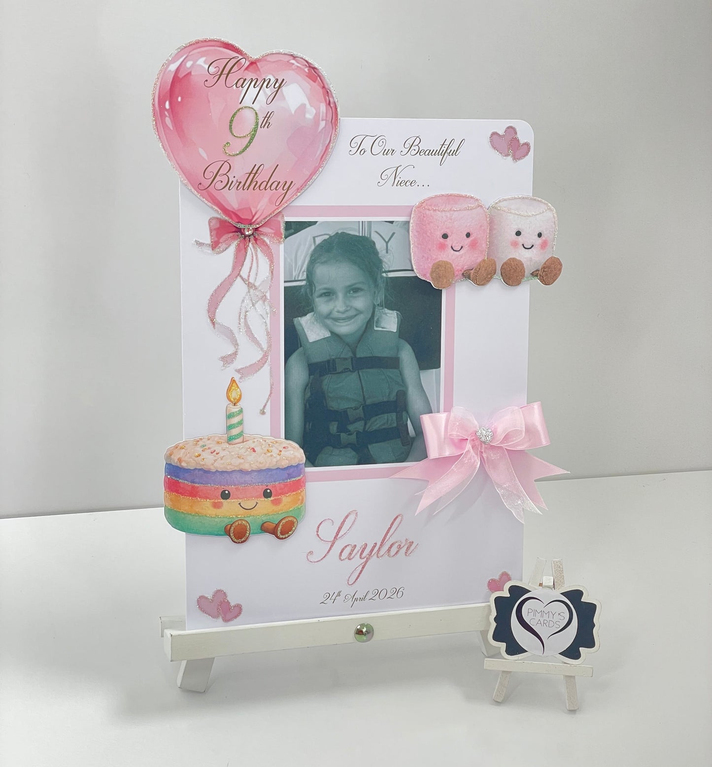 Rainbow Cake & Marshmallows Jellycat Theme Photo 3D Pop Out Card