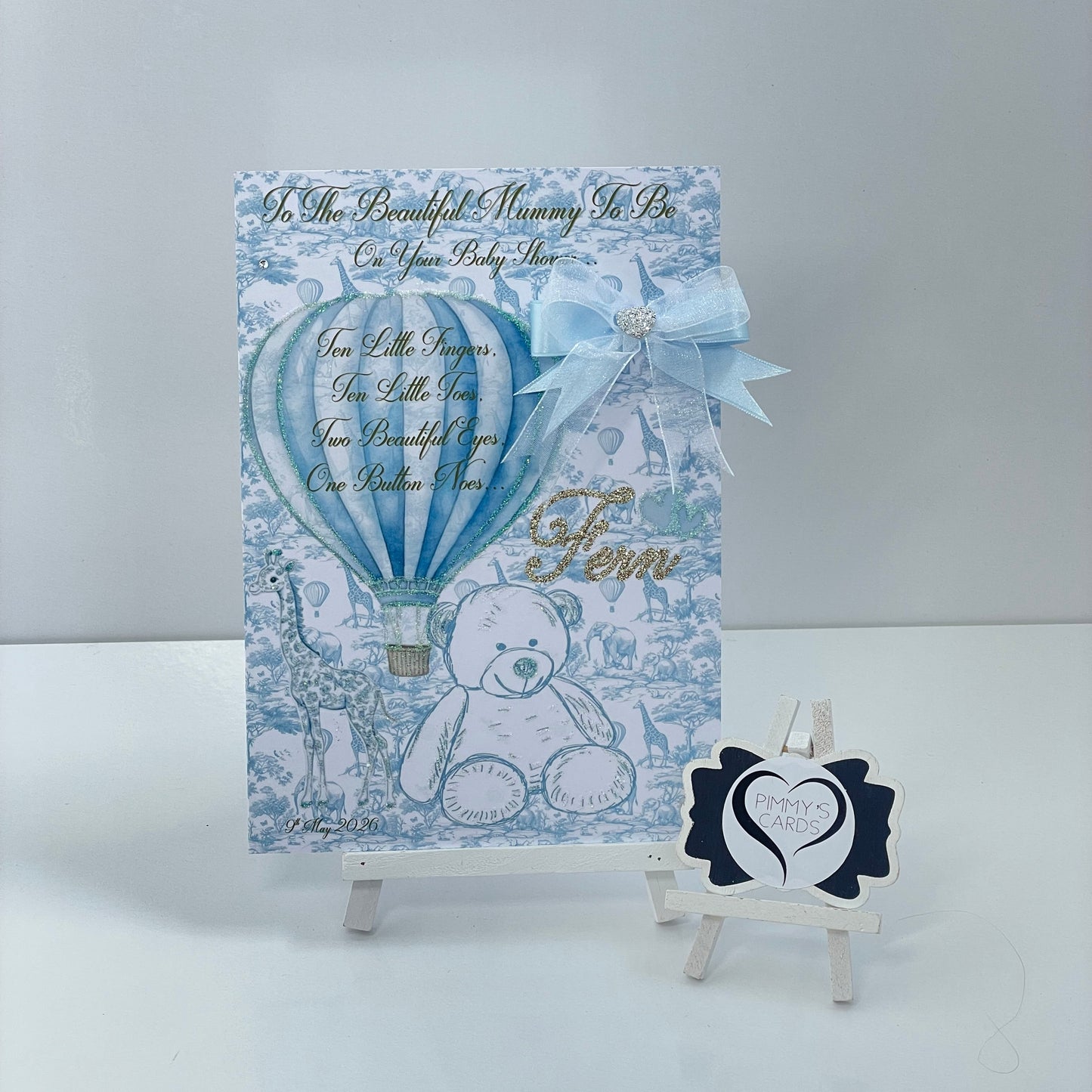 Blue Toile Hot Air Balloon & Teddy Theme
