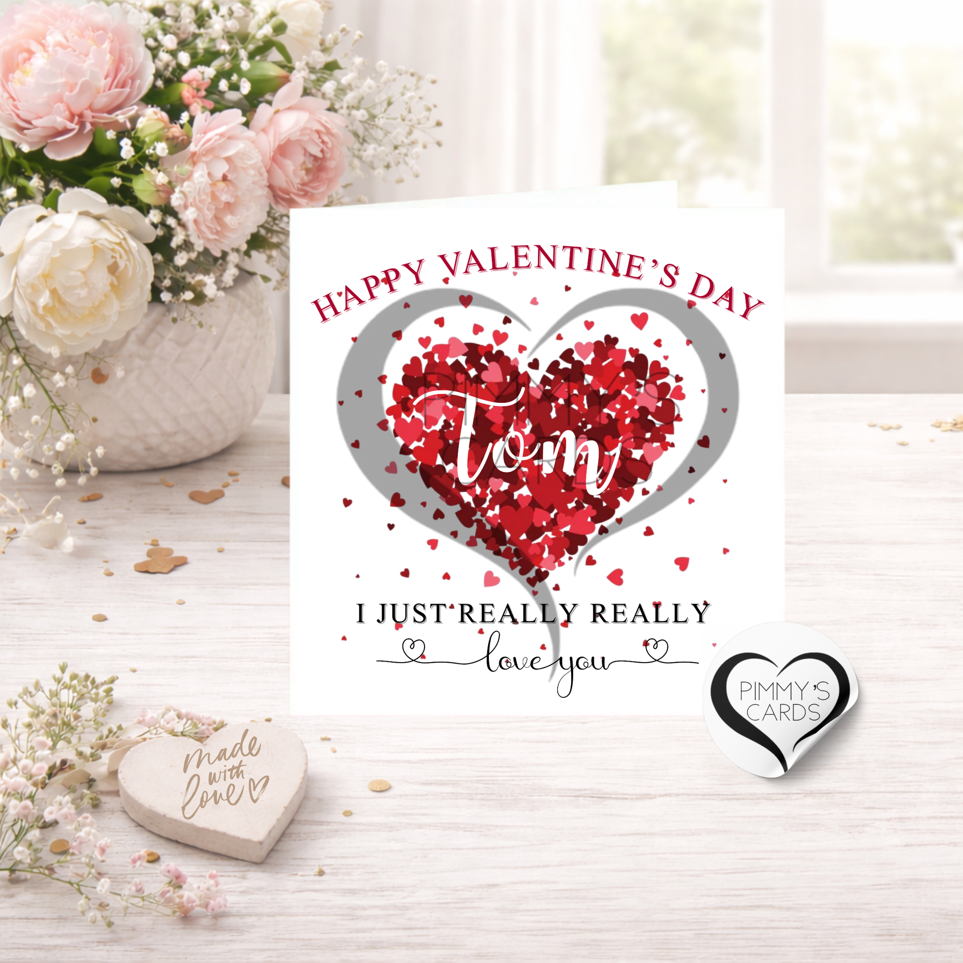 Valentine's Day Personalised Cards. Handmade cards. Valentine's Day Cards.