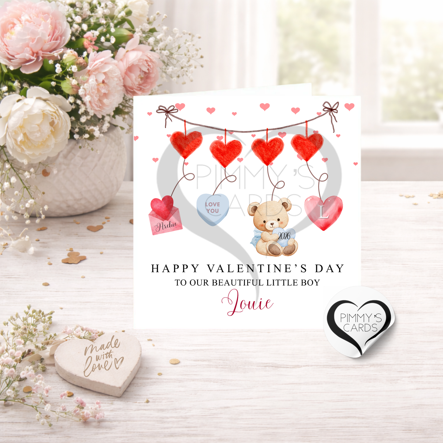 Valentine's Day Personalised Cards. Handmade cards. Valentine's Day Cards. First Valentine's Day for little Girl and boy.
