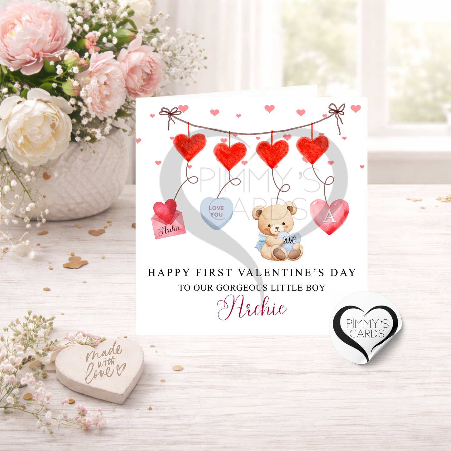 Valentine's Day Personalised Cards. Handmade cards. Valentine's Day Cards. First Valentine's Day for little girl and boy.