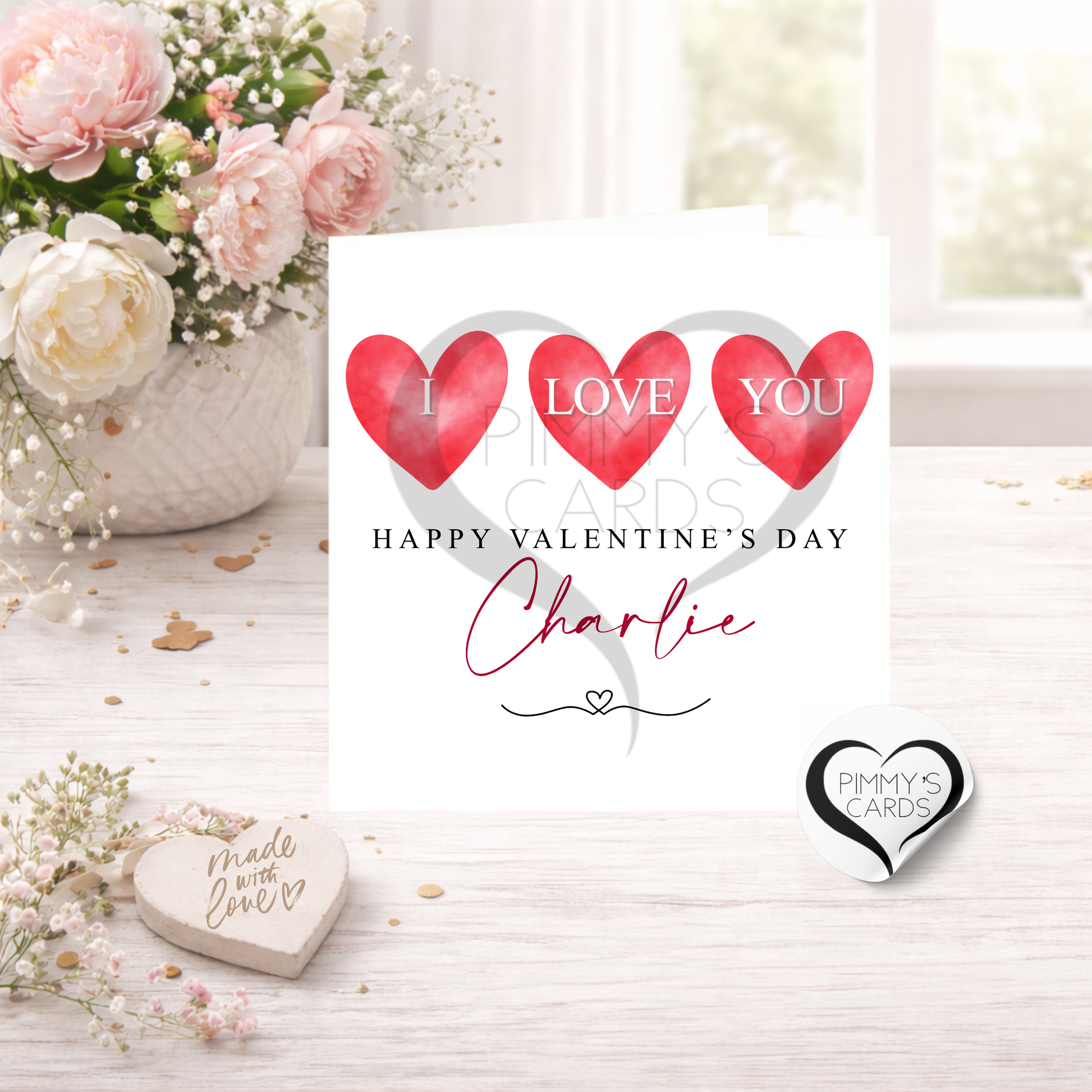 Valentine's Day Personalised Cards. Handmade cards. Valentine's Day Cards.