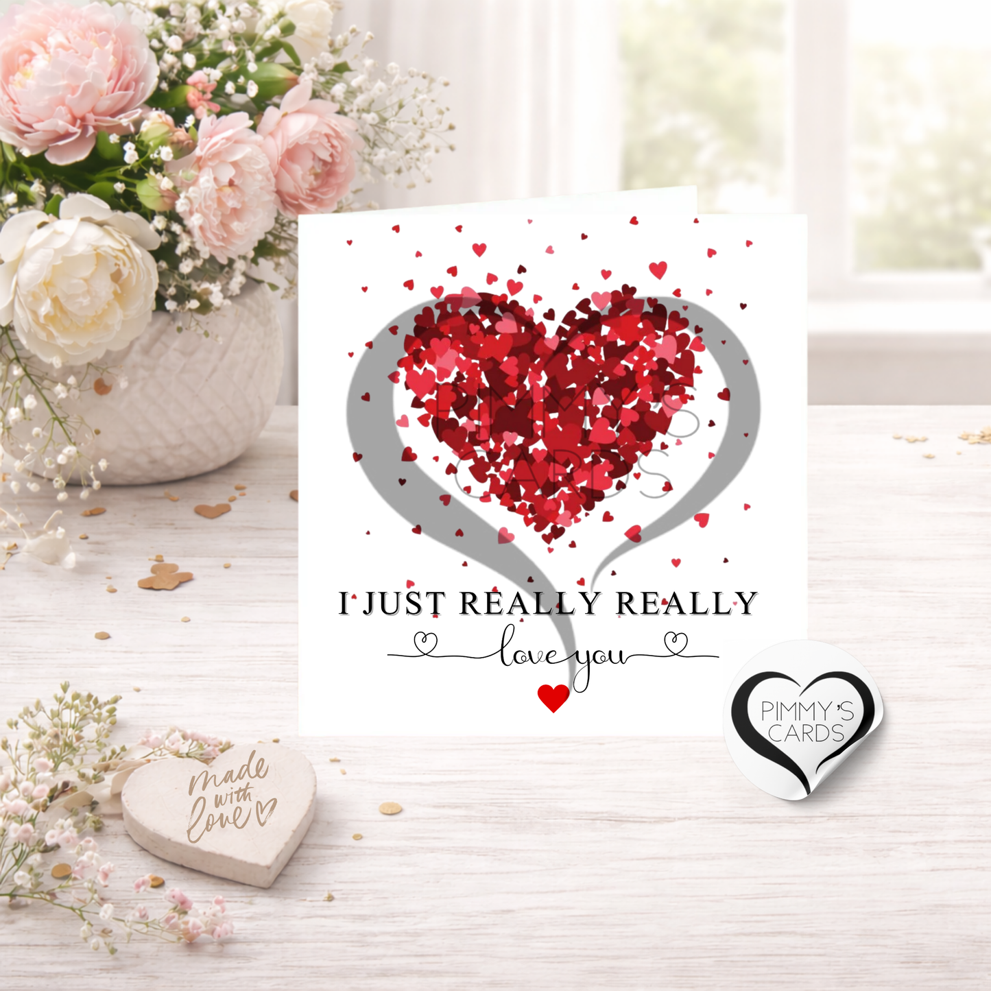 I Just Really Really Love You-Red Scattered Heart Valentine's Classic Card