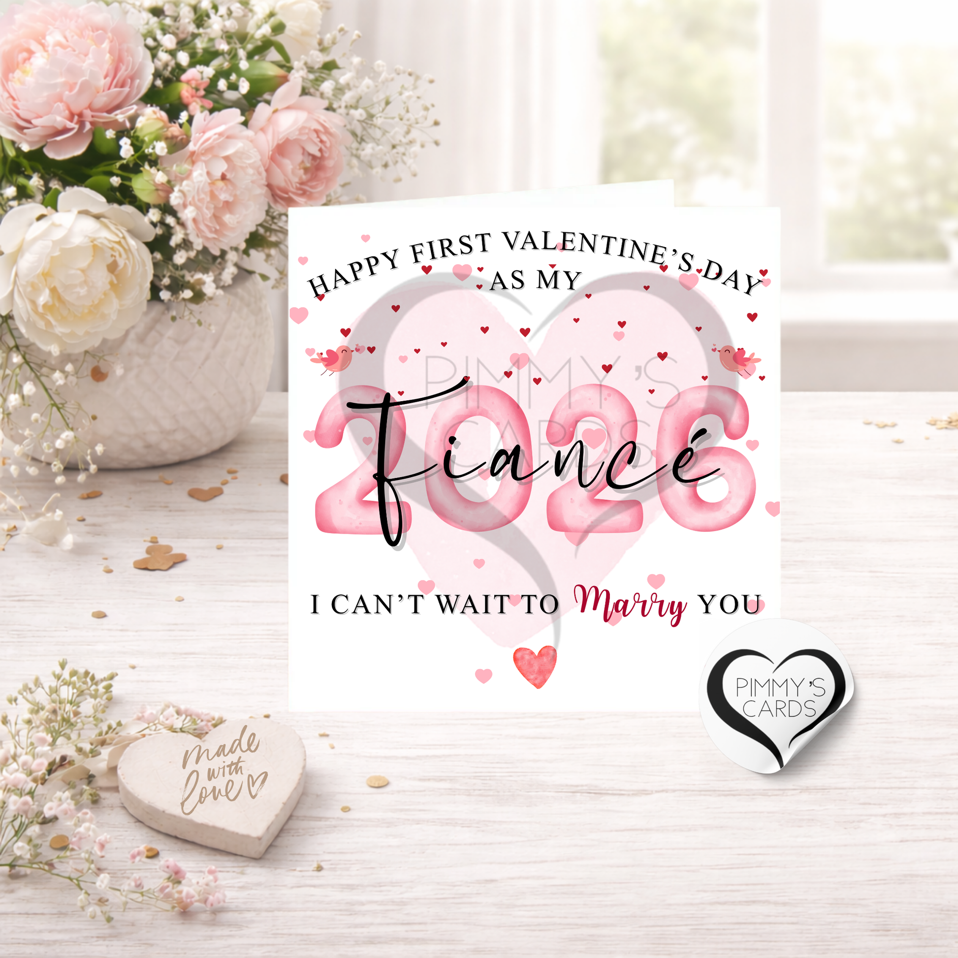 Valentine's Day Personalised Cards. Handmade cards. Valentine's Day Cards. First Valentine's As My Fiance 2026