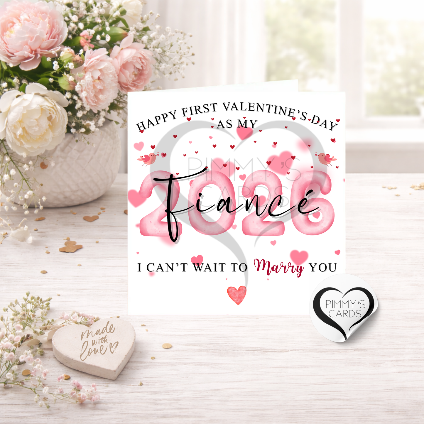 Valentine's Day Personalised Cards. Handmade cards. Valentine's Day Cards. First Valentine's As My Fiance 2026